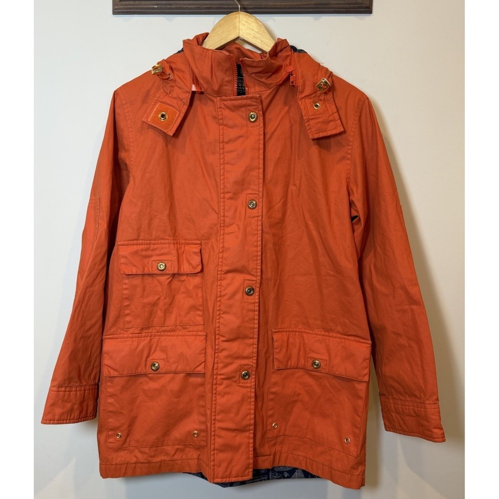 VTG Y2K Lauren Ralph Lauren Marine Sailing Hooded Boating Jacket Orange Womens M